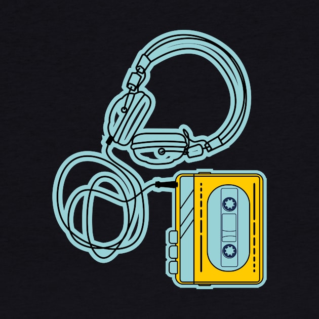 70's yellow cassette player by bloomroge